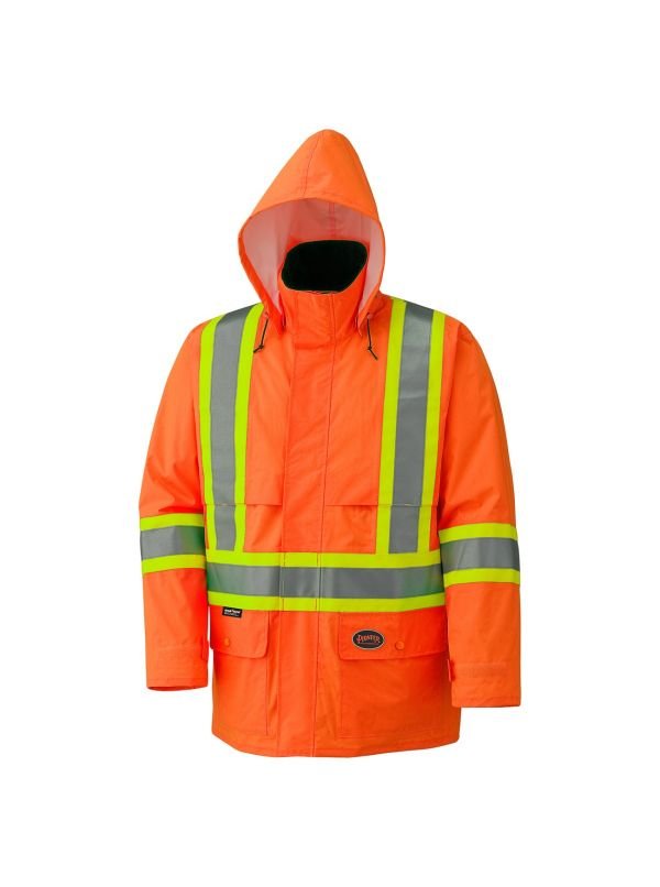 Hi-Viz 150D Lightweight Waterproof Safety Jacket with Detachable Hood