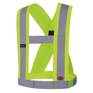 Hi-Viz CSA 4" Wide Adjustable Safety Sash-Green