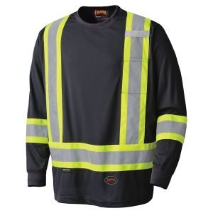 Birdseye Long-Sleeved Safety Shirt-Black-XS