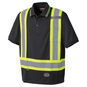 Birdseye Safety Polo Shirt-Black-XS