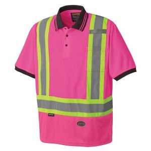 Birdseye Safety Polo Shirt-Pink-XS